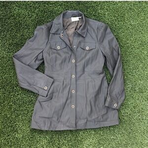 Maeve by Anthropologie Olive Faux Leather Belted Button Jacket Women's US 4